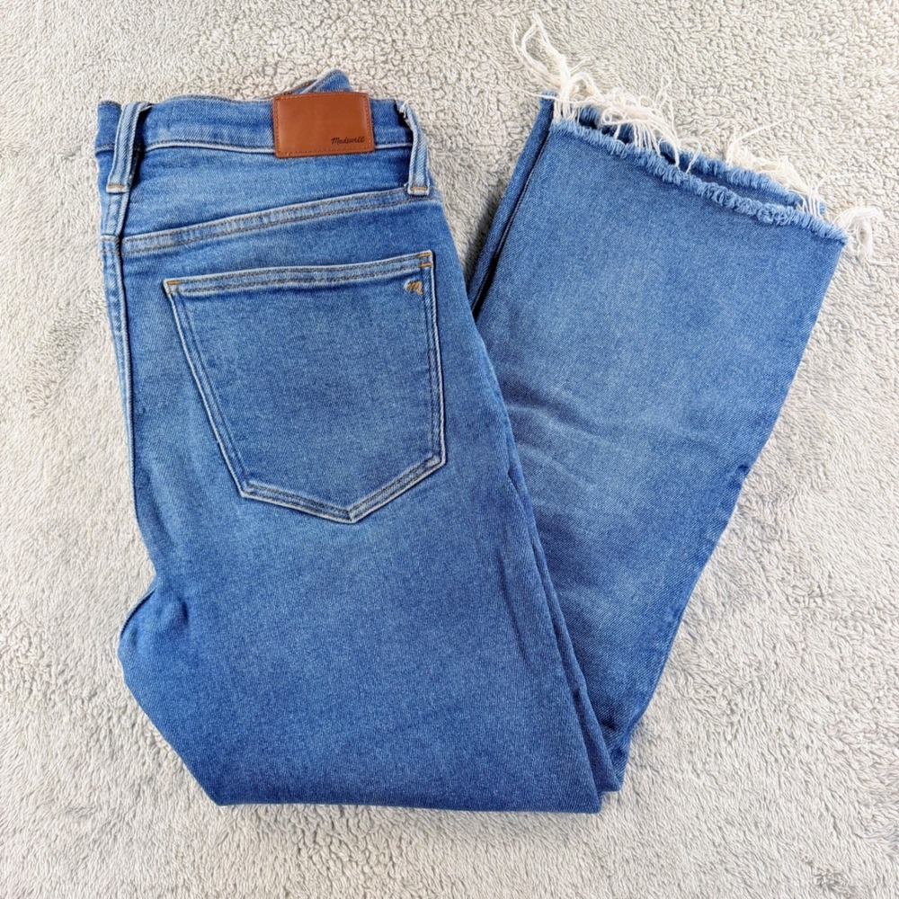 Madewell Cali Demi-Boot Raw Hem Flare Jeans Women 30 Blue